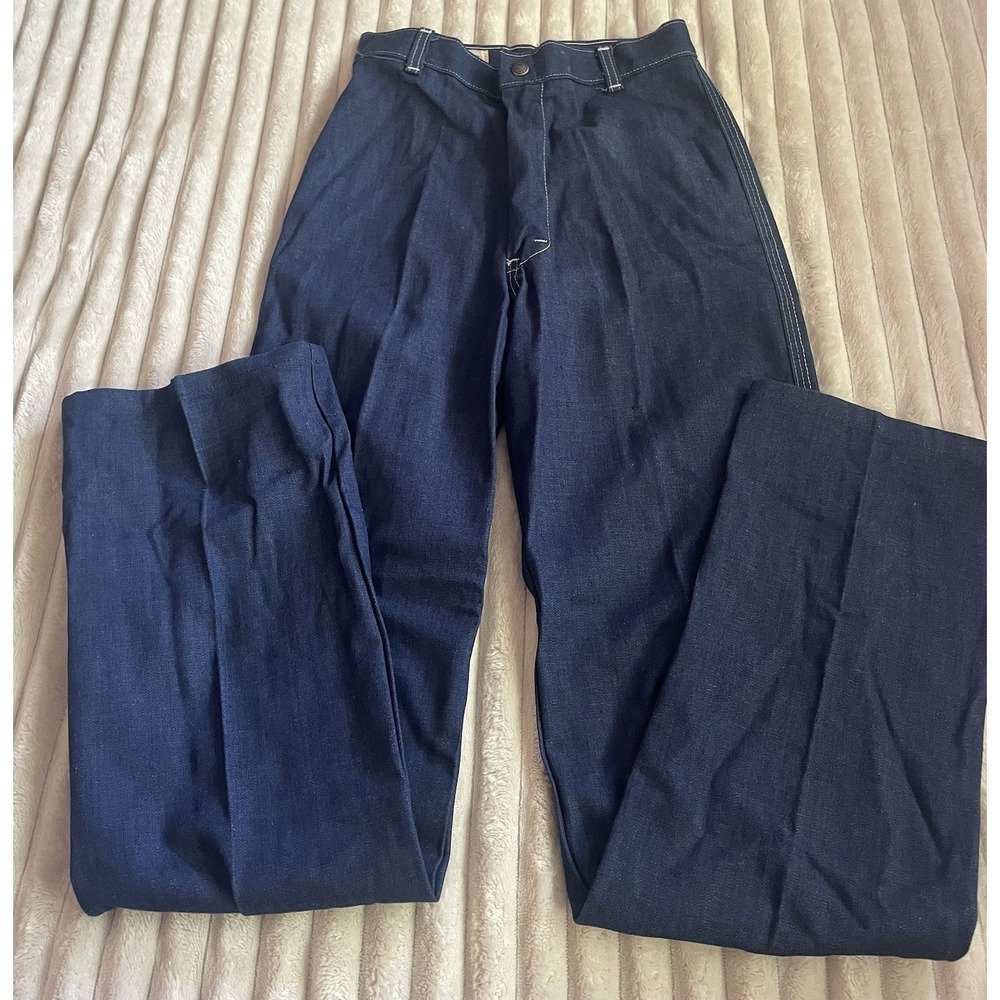 VINTAGE 70s LIVE INS 7/8 FLARED BELL BOTTOM Blue  JEANS WOMANS COTTON
